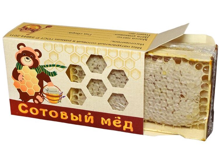Упаковка "с медведем" для секционного мёда, 120×70×40мм
